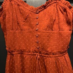 NWT-Patrons of Peace Women’s Terracotta Smocked Dress Burnt Orange color